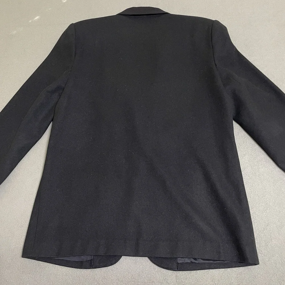 Vintage‎ Women's Blazer Jacket Sz 10 Black 100% Pure Wool Classic 90s Coat Peppy